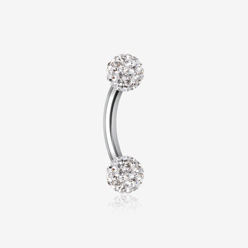 Multi-Gem Sparkle Curved Barbell Eyebrow Ring-Clear Gem
